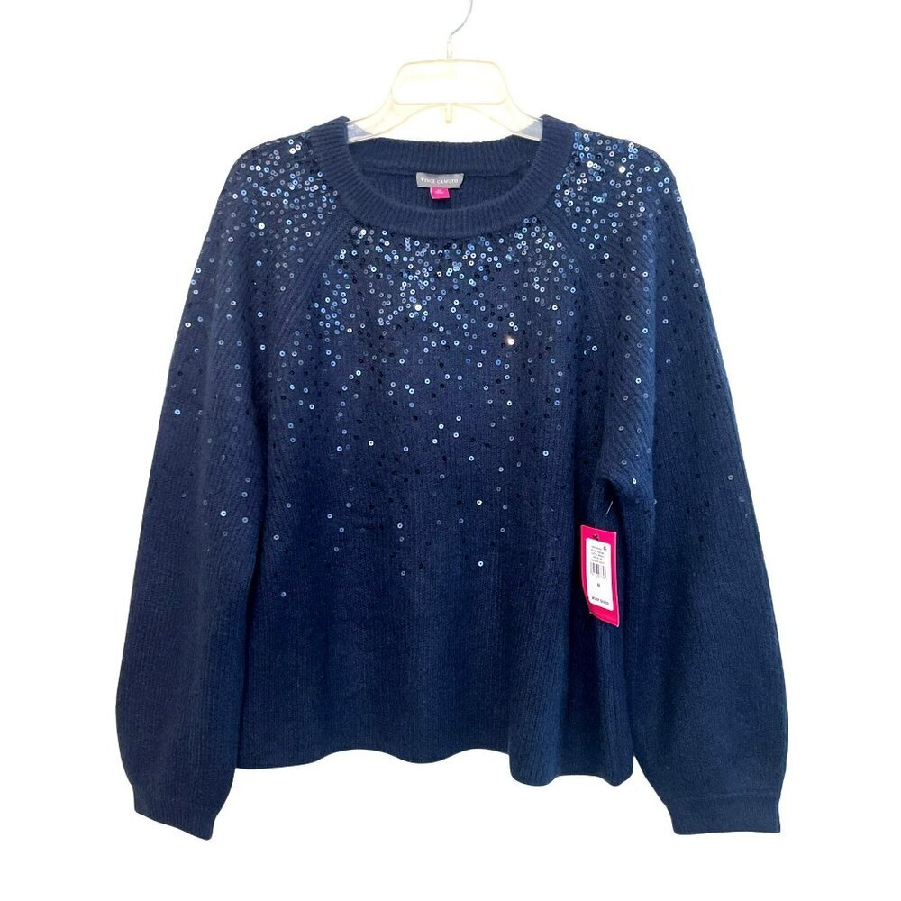 Vince Camuto Navy Medium Sequin Sweater NWT
